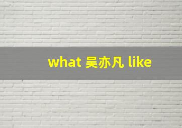 what 吴亦凡 like